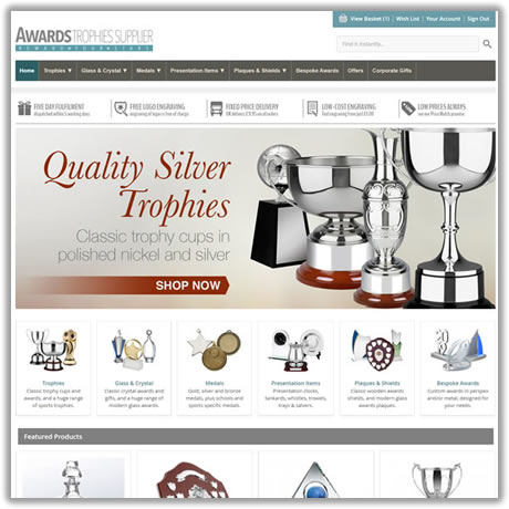 Awards Trophies Supplier website homepage screenshot